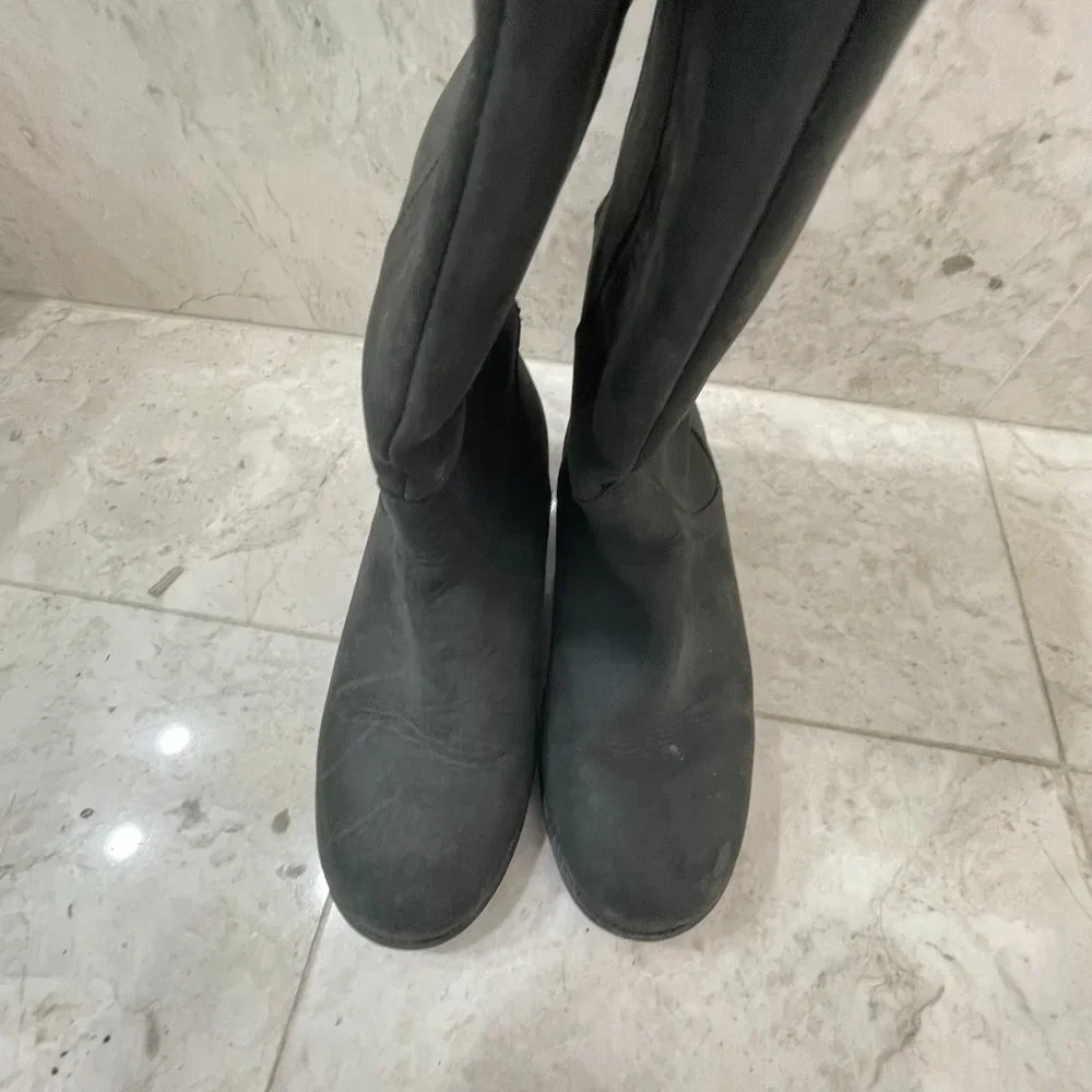 UGG {6.5} Boots Seldon Tall Black Leather Riding Boot Rear Zipper - Picture 7 of 7